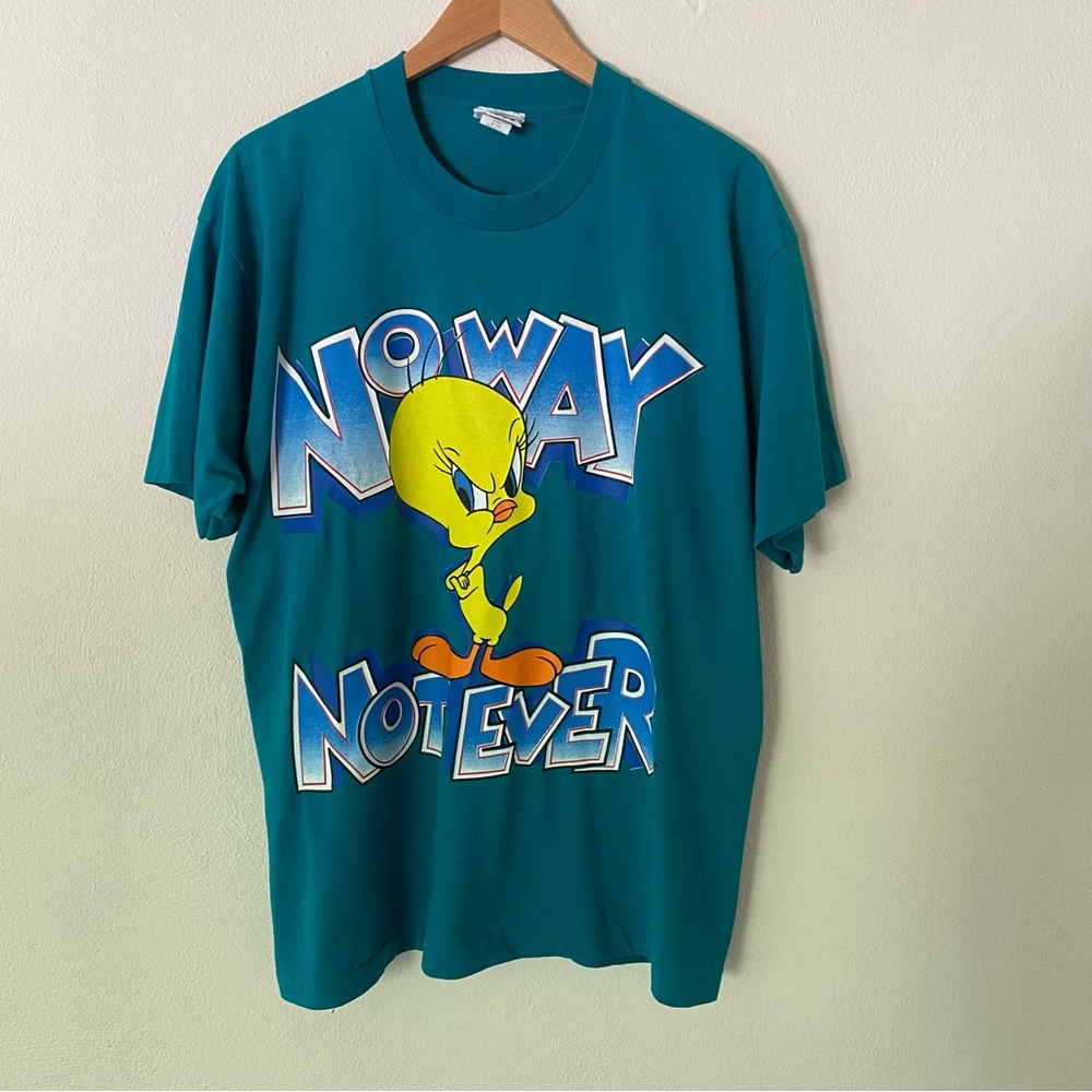 Vintage LOONEY TUNES Tweety Bird Graphic Shirt Teal Women's Size 1X
